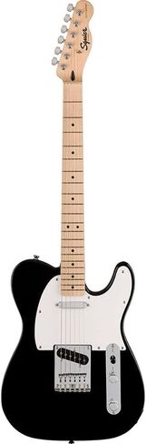 جيتار كهربائي Squire Sonic Telecaster، أسود، حزمة لوحة أصابع خشب القيقب مع حزام جيتار يحمل شعار Fender باللون الأسود و12 قطعة من قطع السيليلويد من Fender in Saudi Arabia