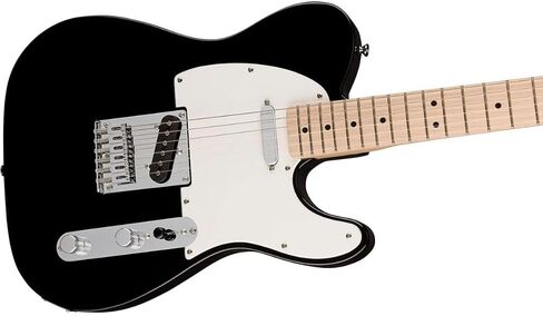 جيتار كهربائي Squire Sonic Telecaster، أسود، حزمة لوحة أصابع خشب القيقب مع حزام جيتار يحمل شعار Fender باللون الأسود و12 قطعة من قطع السيليلويد من Fender in Saudi Arabia