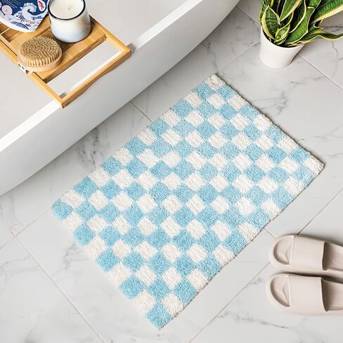 Banilla Bathroom Rugs, Extra Soft Double Thickness Microfibre, Super Absorbent with Non Slip Rubber Backing, Quick Drying, Machine Washable Bath Mats for Bathroom Floor, Shower & Sink, 20" x 31" Blue in Saudi Arabia