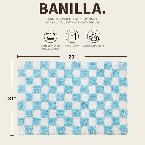 Banilla Bathroom Rugs, Extra Soft Double Thickness Microfibre, Super Absorbent with Non Slip Rubber Backing, Quick Drying, Machine Washable Bath Mats for Bathroom Floor, Shower & Sink, 20" x 31" Blue in Saudi Arabia