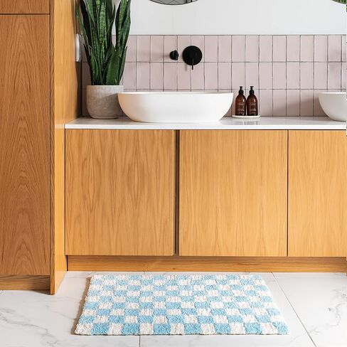 Banilla Bathroom Rugs, Extra Soft Double Thickness Microfibre, Super Absorbent with Non Slip Rubber Backing, Quick Drying, Machine Washable Bath Mats for Bathroom Floor, Shower & Sink, 20" x 31" Blue in Saudi Arabia