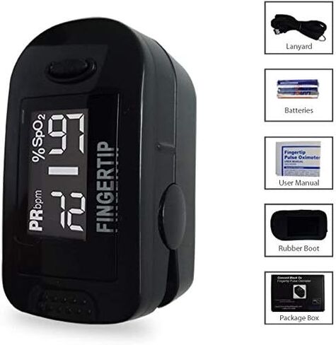 Concord BlackOx Fingertip Pulse Oximeter with Reversible Display, Carrying Case, Lanyard and Protective Cover in Saudi Arabia