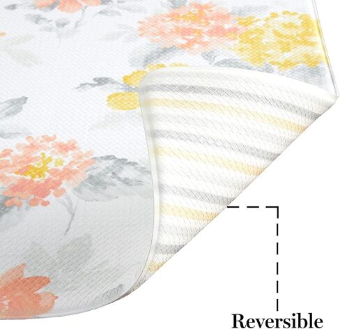 سجادة مطبخ مقاومة للماء من Martha Stewart Amber Floral Daisy Stripe Reverisble، أصفر/مرجاني، 20 بوصة × 39 بوصة in Saudi Arabia