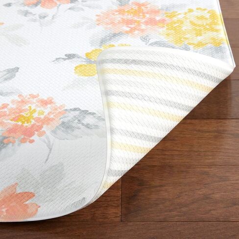 سجادة مطبخ مقاومة للماء من Martha Stewart Amber Floral Daisy Stripe Reverisble، أصفر/مرجاني، 20 بوصة × 39 بوصة in Saudi Arabia