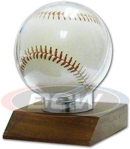 BCW Woodbase Baseball Holder | Solid Hardwood Base Glass Display Case | Baseball Stand for Display, Protect, Store Collectible Baseballs | Baseball Display Case in Saudi Arabia