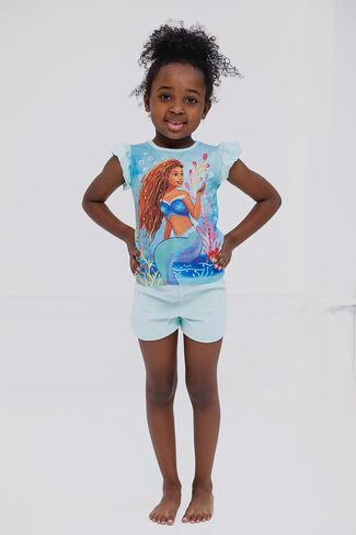 Disney Minnie Mouse Lilo & Stitch Little Mermaid Ariel Floral T-Shirt and French Terry Shorts Outfit Set Infant to Big Kid in Saudi Arabia