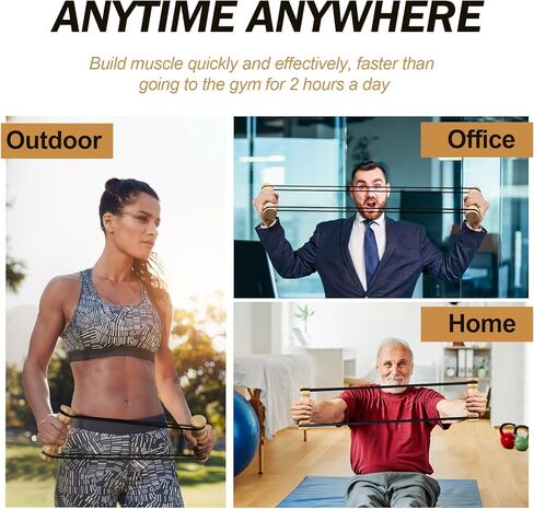 تمرين ريب ستيك - تدريب المقاومة والقوة، جهاز ريب ستيك لتمرين الجزء العلوي من الجسم، صالة الألعاب الرياضية المنزلية، أشرطة مقاومة قابلة للتعديل بمقابض خشبية، معدات تمارين محمولة، صديقة للمفاصل in Kuwait