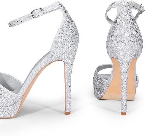 DREAM PAIRS المرأة Stiletto الكعب العالي منصة الكاحل حزام مربع مفتوح اصبع القدم فستان مثير الصنادل in Kuwait