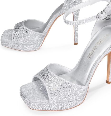 DREAM PAIRS المرأة Stiletto الكعب العالي منصة الكاحل حزام مربع مفتوح اصبع القدم فستان مثير الصنادل in Kuwait