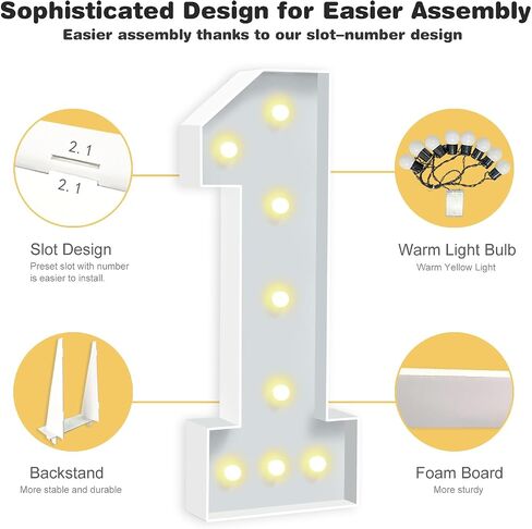 3FT Marquee Light Up Numbers, Mosaic Numbers for Balloons for 1st 16st 18st 21st Birthday Party Decorations,Anniversary Party Decor, Large Cardboard Balloon Frame Number 1, Pre-Cut Foam Board Kit in Saudi Arabia