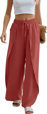 BMJL Womens Wide Leg Pants Side Split High Waisted Palazzo Beach Pants Summer Boho Flowy Trousers in Saudi Arabia