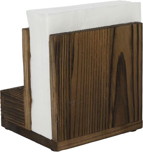 MyGift Rustic Burnt Solid Wood 2-in-One Dining Caddy with White Printed EAT Label, Napkin Holder and Seasoning Compartment, Includes Salt and Pepper Shakers in Saudi Arabia