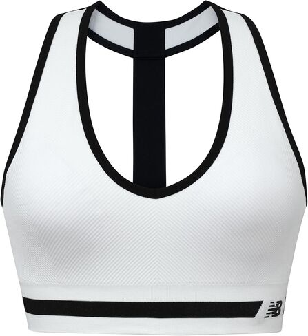 New Balance Seamless Wirefree V-Neck, T-back Racer Sports Bra with Allover Texture in Saudi Arabia