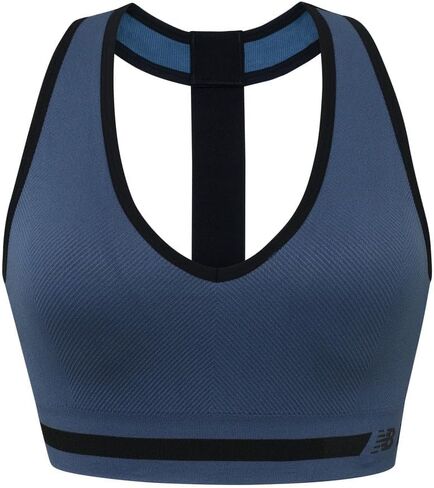 New Balance Seamless Wirefree V-Neck, T-back Racer Sports Bra with Allover Texture in Saudi Arabia