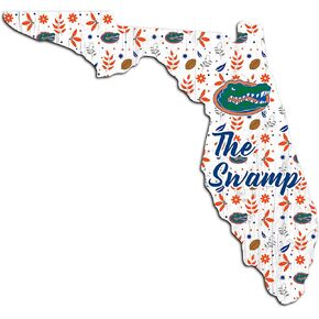 NCAA Florida Gators Unisex University of Florida Floral State Sign, Team Color, 12 inch