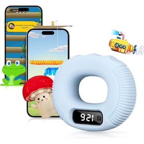 Grip Strength Trainer, Fun Game Hand Grip Strengthener Ring Hand Grip Exerciser with LED Counting Display, Remote Access to TikTok and browsing Moments/Video browsing/Long press for likes