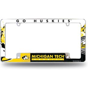Rico Industries NCAA Michigan Tech Huskies Primary 12" x 6" Chrome All Over Automotive License Plate Frame for Car/Truck/SUV