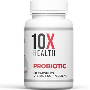 10X Health Probiotics - Immune Support Supplement & Probiotics for Digestive Health w/Lactobacillus Acidophilus, Rhamnosus & Bifidobacterium Longum, Dietary Supplements w/Essential Enzymes (60 Caps)