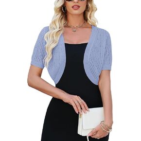 Womens Short Sleeve Shrug Cardigan Bolero Lightweight Open Front Knit Sweater Cardigans Shrug for Dress S-XXL