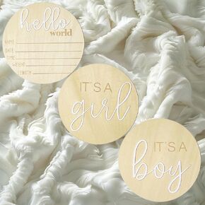 Its a Boy Its a Girl Wooden Sign & Hello World Sign, Gender Reveal Wooden Sign for Hospital, Baby Birth Announcement Sign for Photo Props, Birth Baby Name Plaques, Gender Reveal Decorations
