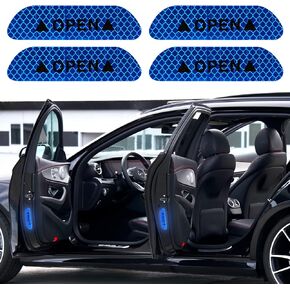 4PCS Car Door Open Prompt Anti-Collision Reflective Stickers, Car Tape Conspicuity Safety Caution Warning Sticker for Car Truck SUV(Blue)