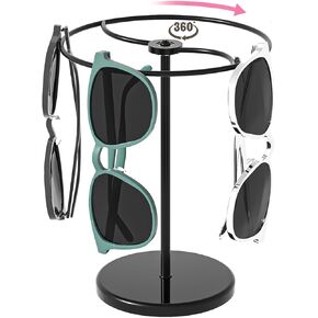 Coward 360° Rotating Sunglasses Organizer Stand, Sunglass Holder Stand, Glasses Display Storage, Eyeglasses Display Rack, Table Dresser Desk Glasses Storage (Black)