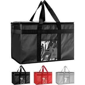 Heavy Duty Insulated Cooler Bag with Lid and Dual Zipper for Reusable Hot and Cold Food Delivery - Insulated Catering Bag