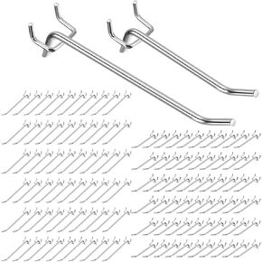 120 Pcs Peg Board Shelving Hooks,4 and 6 Inch Stainless Steel Pegboard Hooks Pegboard Display Hooks Hanging Pegboard Pegs Wall Hooks Holders Peg for 1/8 and 1/4 Pegboard for Garage Storage Organizer