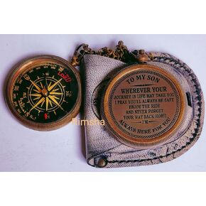 to My Son Compass with Leather Case -Mom to Son Compass – to My Son Love Mom – Mother to Son Gifts - Graduation Day Gifts for Son - Son Birthday Gifts - Confirmation Gifts for Son-Gift for Students