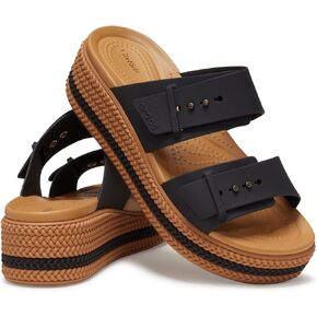Crocs Women's Low Wedge Brooklyn Woven Buckle Black, 7