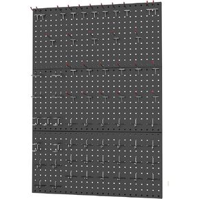 WALMANN 96PCS Metal Pegboard Kit with Pegboard Hooks Accessories for Wall Garage Tools Pegboard Storage System for Garage, Workbench, Shed Modular Peg Board Organizer Board with Hooks(Black)