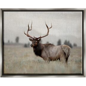 Stupell Industries Tranquil Elk Deer Grazing Rural Farmland Field Floating Framed Wall Art, Design by Danita Delimont