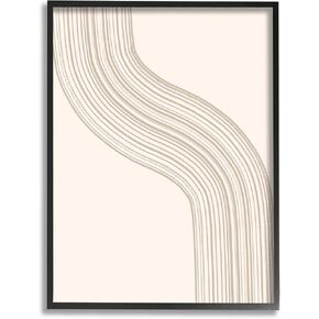 Stupell Industries Minimal Retro Curved Stripes Neutral Beige Tones Framed Wall Art, Design By Lettered and Lined