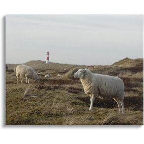 Stupell Industries Grazing Sheep Peaceful Grassland Hills Distant Lighthouse Floating Framed Wall Art, Design By Daphne Polselli
