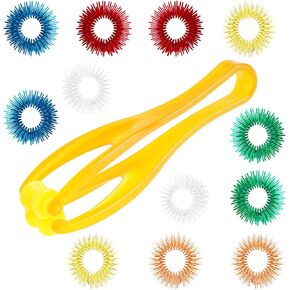 12 Pcs Acupressure Rings and A Finger Roller Massager Silent Fidget Toys Fidget Ring Skin Picking Fidget Toys Finger Hand Massager Roller Trigger Point Massager for Adults Silent Stress Reducer