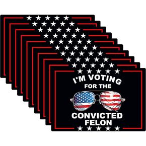 10 عبوات من ملصقات I'm Voting for The Convicted Felon Funny Pro Trump 2024 ملصق سيارة ممتص للصدمات لنافذة لوح التزلج وكمبيوتر محمول من الفينيل مقاوم للماء عاكس للضوء، أسود، SSF-0213