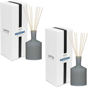 LAFCO New York Classic Reed Diffuser, Sea & Dune - 6 oz, Pack of 2 - Up to 3 Months Fragrance Life - Reusable Glass Vessel - Natural Wood Reeds - Made in The USA