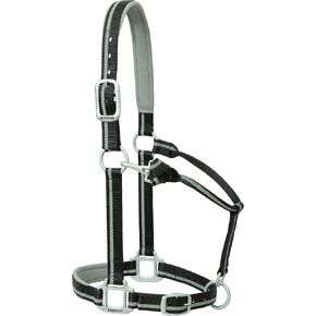 Weaver Leather Nylon Padded Reflective Adjustable Horse Halter, Average, Black