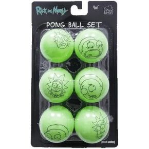 Silver Buffalo Rick and Morty Pong Ball Set – Neon Green 6 Ball Set., Standard Size
