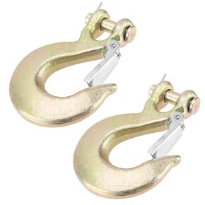 NINGWAAN 2 PCS 1/2 Inch Clevis Grab Hook, Forged Steel G70 Clevis Grab Hook with Safety Latch, Heavy Duty Latch Transport Safety Chain Hooks for Trailer Truck Towing Winch Hook, WLL 18,000 Lbs