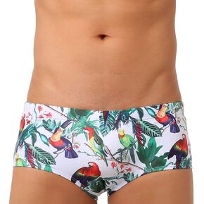 UXH Swimwear Men Sexy Printed Bird Swimsuits Swim Briefs Bikini Board Surf Shorts Trunk