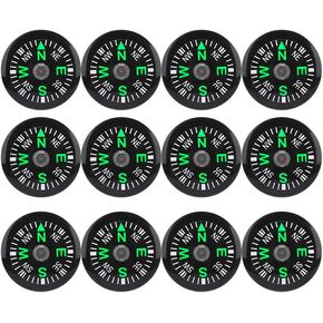 20mm 12 Pack Liquid Filled Compasses, Mini Pocket Dial Survival Compass Button Compass for Hiking Camping Outdoor Button Compass