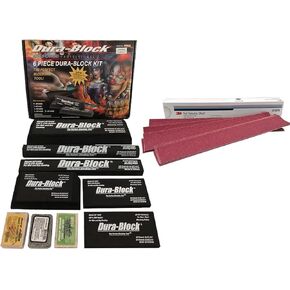 Generic Dura-block 6 pc Assorted Sanding Block Set AF44A Bundled With 3M 01679 PSA Red Abrasive P80 25 Sheets