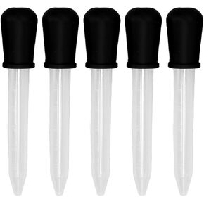 5Pcs Liquid Droppers, 5ml Silicone Material Easy Clean Making Disposable DIY Eye Dropper with Bulb Tip for Kids Candy (Black)