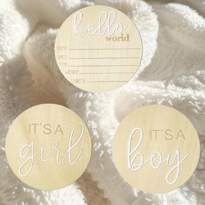 Its a Boy Its a Girl Wooden Sign & Hello World Sign, Baby Birth Announcement Sign, Gender Reveal Wooden Sign for Hospital, Birth Baby Name Plaques for Photo Props, Gender Reveal Decorations