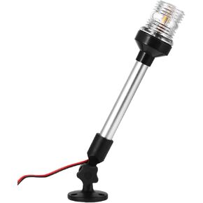 Led Fold Down Boat Stern Light, 12 Inch Boat Navigation Lights All Round 360° White Led Boat Anchor Light Boat Running Lights for Pontoon & Fishing Boat,12-24V