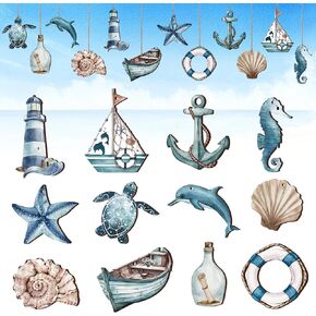 36 قطعة من الحلي الخشبية الصيفية، زينة شجرة خشبية معلقة على شاطئ المحيط لصالح الحفلات، قطع خشبية للتنقل قلادة مصنوعات خشبية مع سلسلة لديكورات المنزل in Kuwait