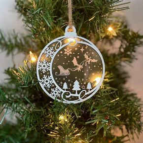 Dragon Sleigh Ornament, RPG Gift, D&D DnD, Dragon Lover, Handmade by LaserTavern (Walnut D20s)