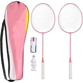 Badminton Racquet Set, Iron Alloy Badminton Racket Set with Storage Bucket Storage Bag