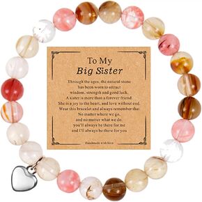 To My Sister/Daughter/Best Friend/Big Sister Bracelet Friendship Bracelets Best Friend Birthday Gifts Love Heart Bracelet Natural Stone Friendship Bracelets Friendship Gifts for Best Friend